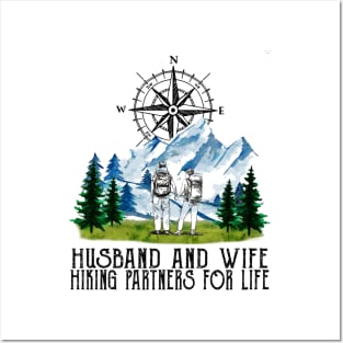 Husband And Wife Hiking Partners For Life Posters and Art